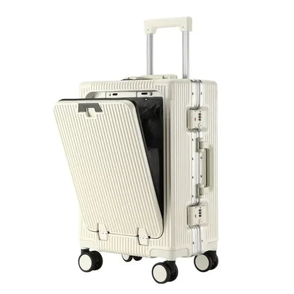Valise Cabine Ouverture Frontale Roulante Grande Capacité USB Porte Gobelets