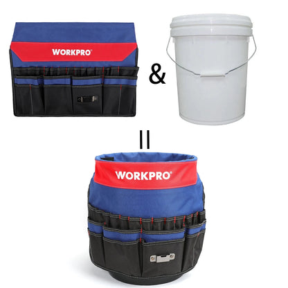 WORKPRO Boîte À Outils Pliable 51 Poches Transport Facile 13 À 19 L