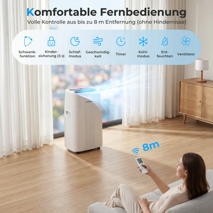 Climatiseur Mobile 14000 BTU Refroidissement Déshumidification Pièces 100 m3
