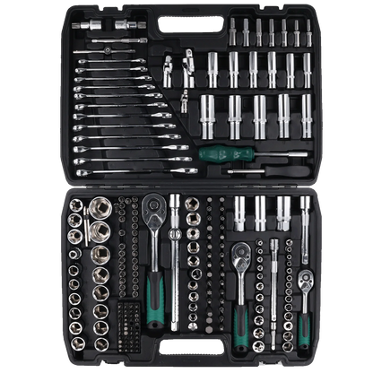 Coffret mécanique 216 pièces – cliquets 1/4″, 3/8″ et 1/2″