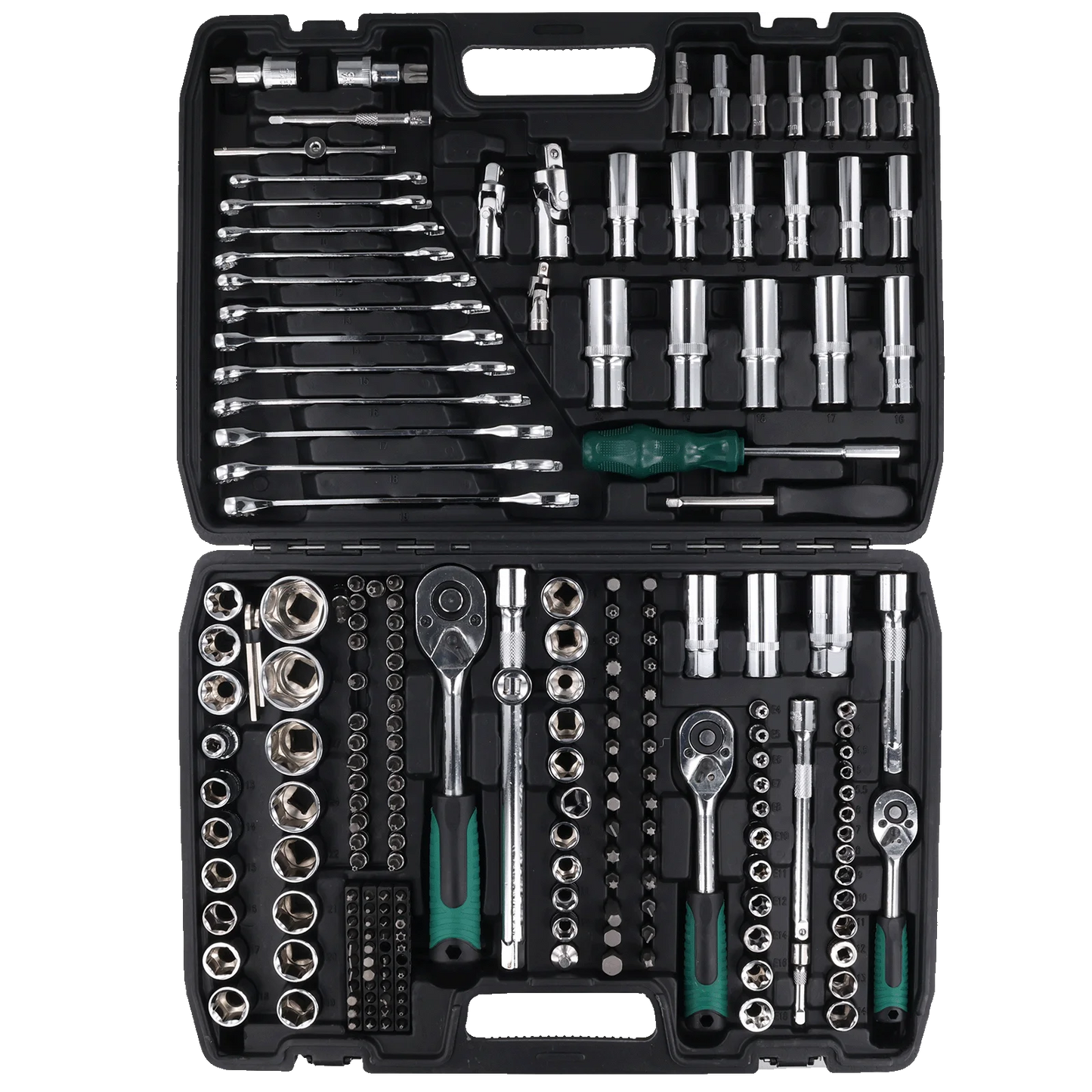 Coffret mécanique 216 pièces – cliquets 1/4″, 3/8″ et 1/2″