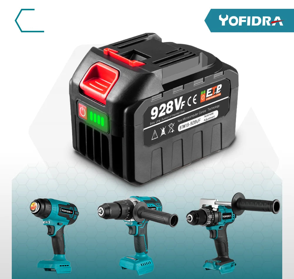 Yofidra Batterie Lithium Ion Haute Capacité 18V 21V Remplacement Outils Pro - Manuzen