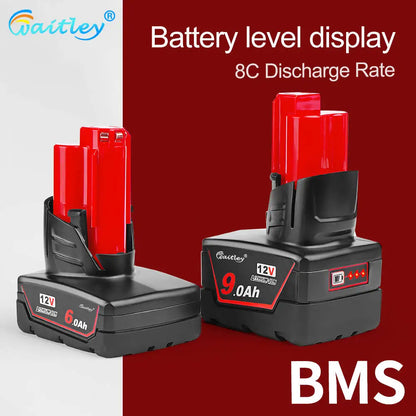 Batterie Li-Ion M12 Milwaukee 6Ah et 9Ah 12V Pour Outils M12 Autonomie Prolongée