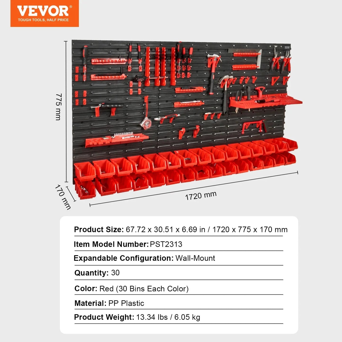 VEVOR Bacs De Rangement Muraux Pro 30 48 Optimisent L'Espace Panneaux Modulables 30pcs Royaume-Uni