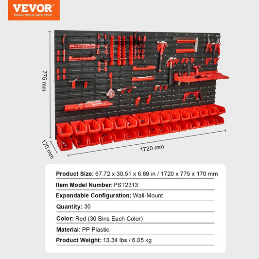 VEVOR Bacs De Rangement Muraux Pro 30 48 Optimisent L'Espace Panneaux Modulables 30pcs Royaume-Uni