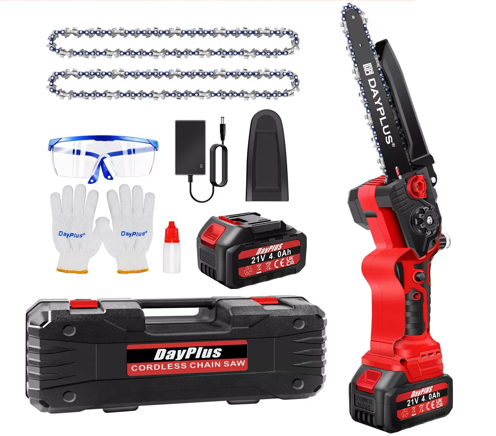 Tronçonneuse Sans Fil 8 Pouces Brushless - Coupe Rapide - Batterie 4,0 Ah - Manuzen