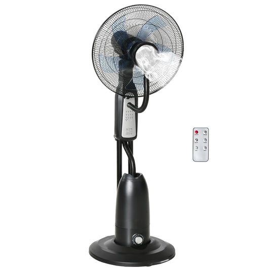 Ventilateur Nébuliseur Oscillant 3 Vitesses Avec Télécommande 90W Noir EU Espagne