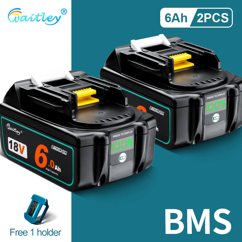 Batterie Waitley 18V Pour Makita Capacité 5/6/9Ah Remplacement Rechargeable 2 PCS 6Ah France