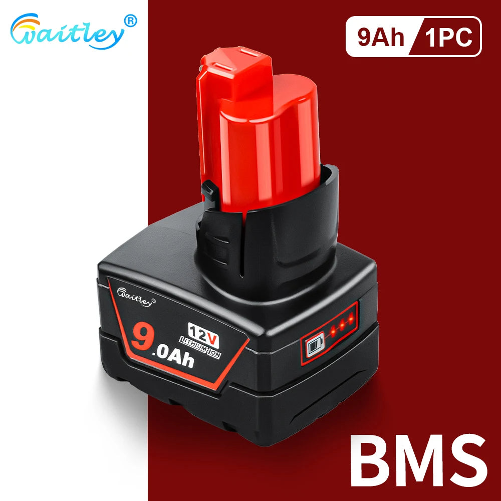 Batterie Li-Ion M12 Milwaukee 6Ah et 9Ah 12V Pour Outils M12 Autonomie Prolongée 1 batterie 9Ah France