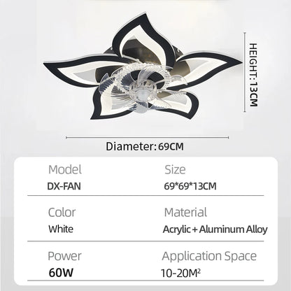 Ventilateur De Plafond LED Moderne Avec Télécommande Silencieuse