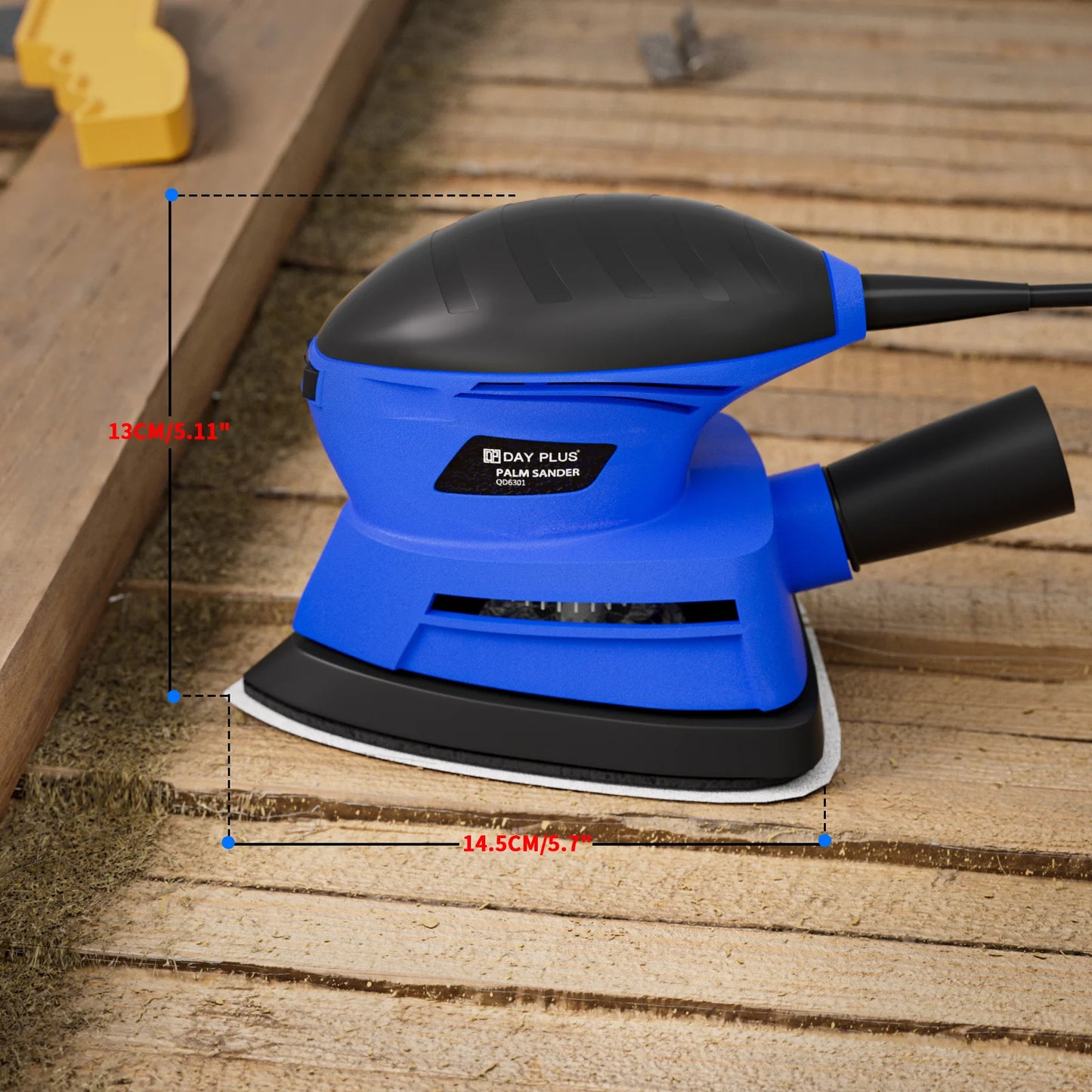 Ponceuse compacte 130 W – finition bois, 6 abrasifs