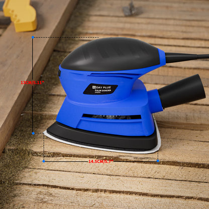 Ponceuse compacte 130 W – finition bois, 6 abrasifs