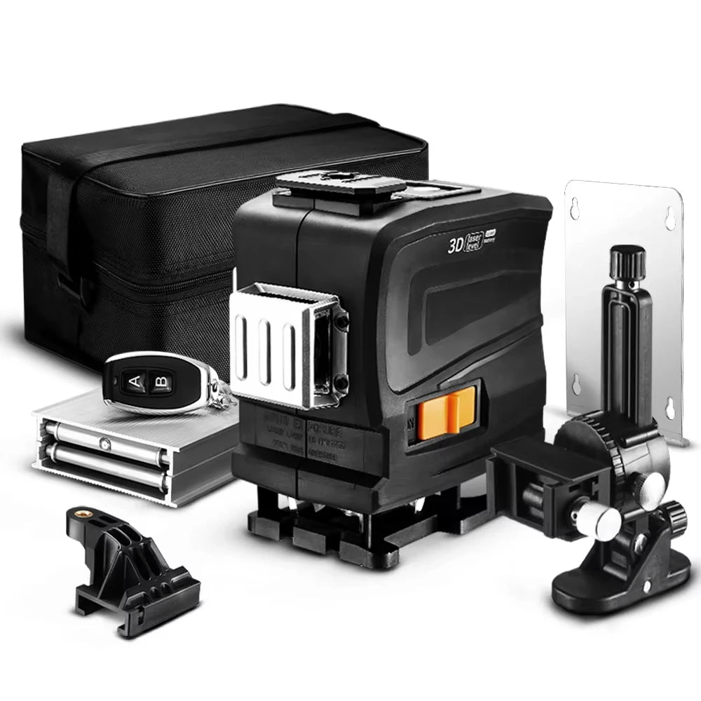DEKO Niveau Laser 12 Lignes 3D Vert, Précision Fine, Auto-Nivelant, Télécommande Set complet Espagne