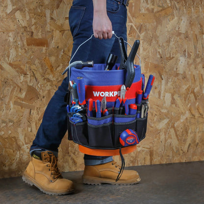 WORKPRO Boîte À Outils Pliable 51 Poches Transport Facile 13 À 19 L