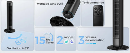 Ventilateur Sans Pales 80 Cm Avec Télécommande Silencieux