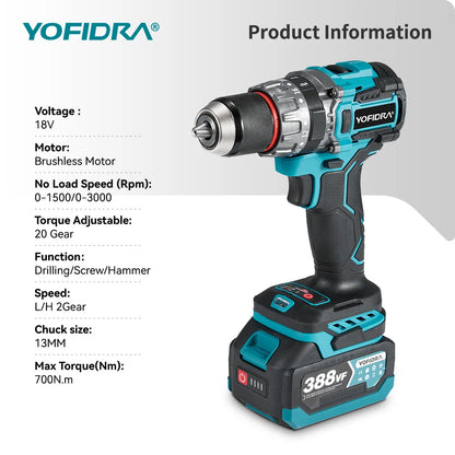 Yofidra Perceuse Visseuse À Percussion 700 Nm Brushless 18V Compatible Makita 13 mm 18v 3000 rpm 700 nm _Hi_chtgptapp_optimised_this_description-generator _Hi_chtgptapp_optimised_this_seo-meta-description _Hi_chtgptapp_optimised_this_seo-meta-title _Hi_chtgptapp_optimised_this_tags-generator _Hi_chtgptapp_optimised_this_title-generator batterie incluse bois bricolage brushless compatible makita couple élevé perceuse visseuse percussion perçage sans fil vissage yofidra