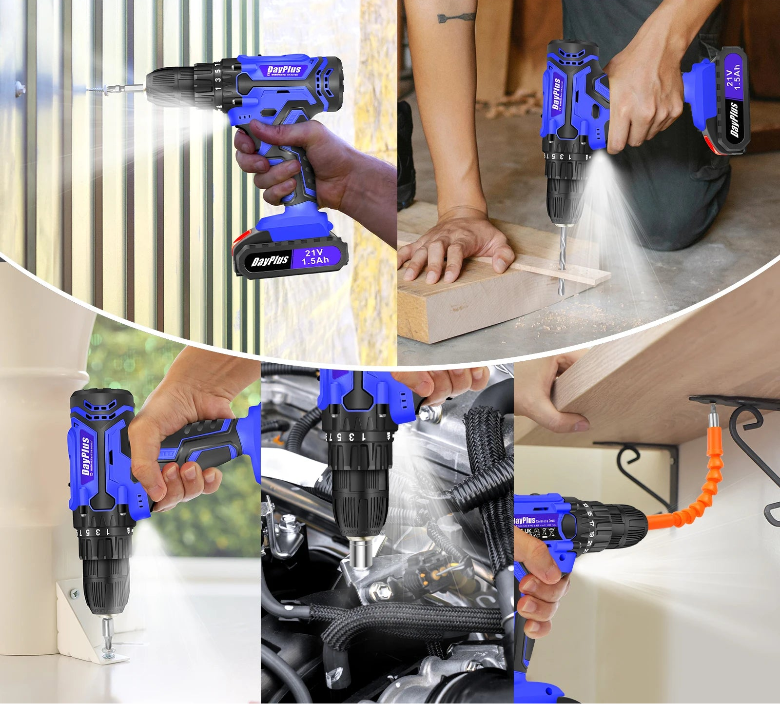 DayPlus Perceuse Sans Fil 21V Puissante, 2 Vitesses, 25 Positions de Couple 1400 rpm 1500mah 2 vitesses 21v 2500w _Hi_chtgptapp_optimised_this_description-generator _Hi_chtgptapp_optimised_this_seo-meta-description _Hi_chtgptapp_optimised_this_seo-meta-title _Hi_chtgptapp_optimised_this_tags-generator _Hi_chtgptapp_optimised_this_title-generator batterie lithium couple 45nm forets 10mm mandrin 10mm moteur brossé perceuse visseuse perçage bois perçage métal sans fil vissage vitesse variable
