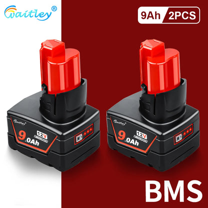 Batterie Li-Ion M12 Milwaukee 6Ah et 9Ah 12V Pour Outils M12 Autonomie Prolongée 2 batteries 9Ah France