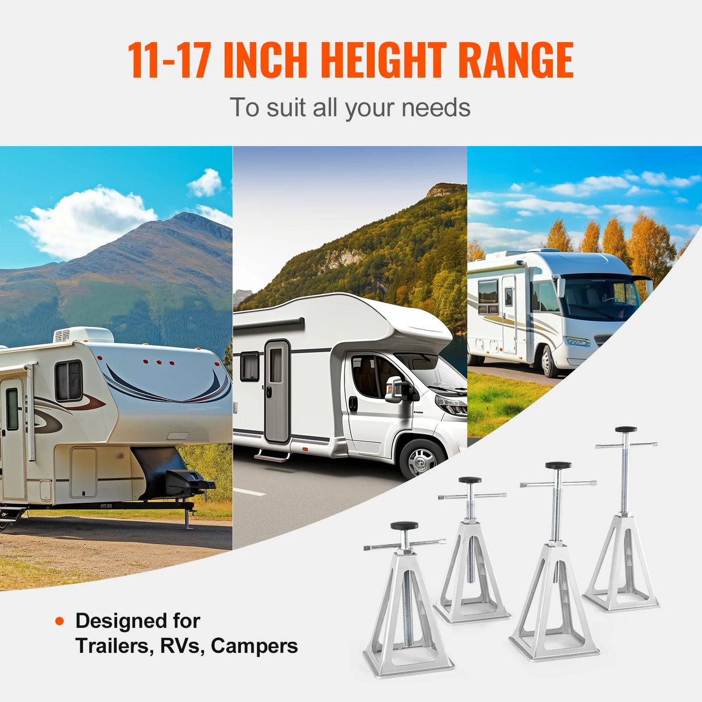 VEVOR Crics Stabilisateurs 4 Pcs 6000 Lb Aluminium Nivellement Précis Pour RV