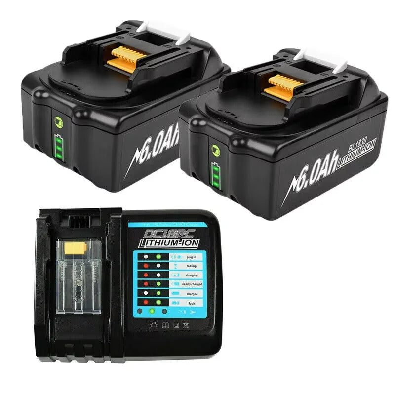 Batterie compatible Makita 18V 6000mAh Liion Rechargeable 2 batteries 1 chargeur France