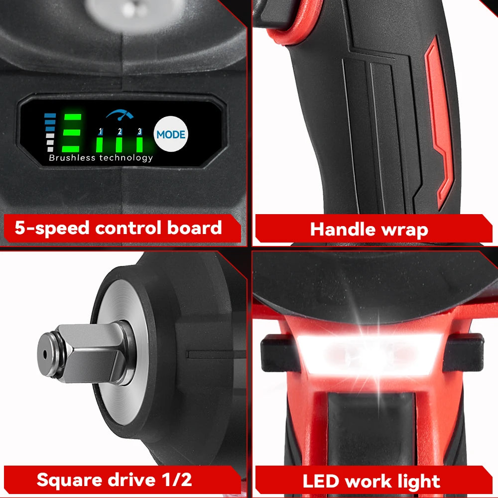 ONEVAN Clé À Chocs 1/2 Pouce 2800 Nm Brushless, Couple Fort, Makita 18V - Manuzen