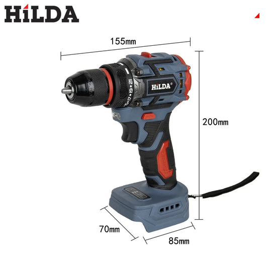 Hilda Perceuse Sans Fil Brushless Couple Élevé 65 Nm Compatible Makita 21V KTAB237 sans batterie