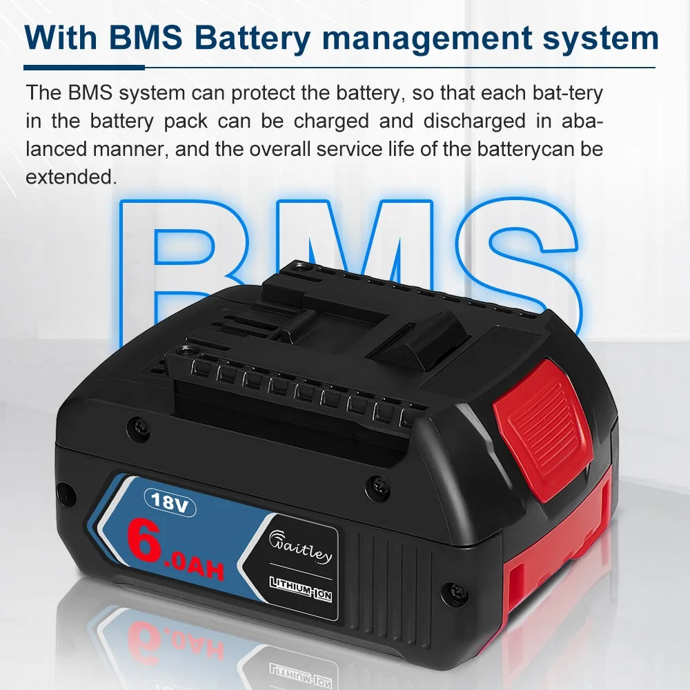Batterie Waitley 6000mAh 18V Longue Autonomie Pour Bosch BAT609 Outils