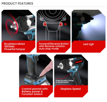 ONEVAN Clé À Chocs Brushless 1800 Nm 1/2 Pouce Compatible Makita 18V 1 1500w 1800 nm 18v 2 pouce 3 vitesses 7700 ipm _Hi_chtgptapp_optimised_this_description-generator _Hi_chtgptapp_optimised_this_seo-meta-description _Hi_chtgptapp_optimised_this_seo-meta-title _Hi_chtgptapp_optimised_this_tags-generator _Hi_chtgptapp_optimised_this_title-generator acier batterie incluse boulons m12 m16 brushless clé à chocs compatible makita couple élevé sans fil serrage rapide