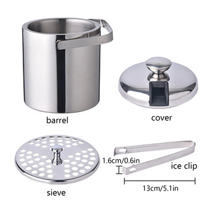 Seau À Glace Isolé Double Paroi 1,3 L Avec Pinces Et Couvercle