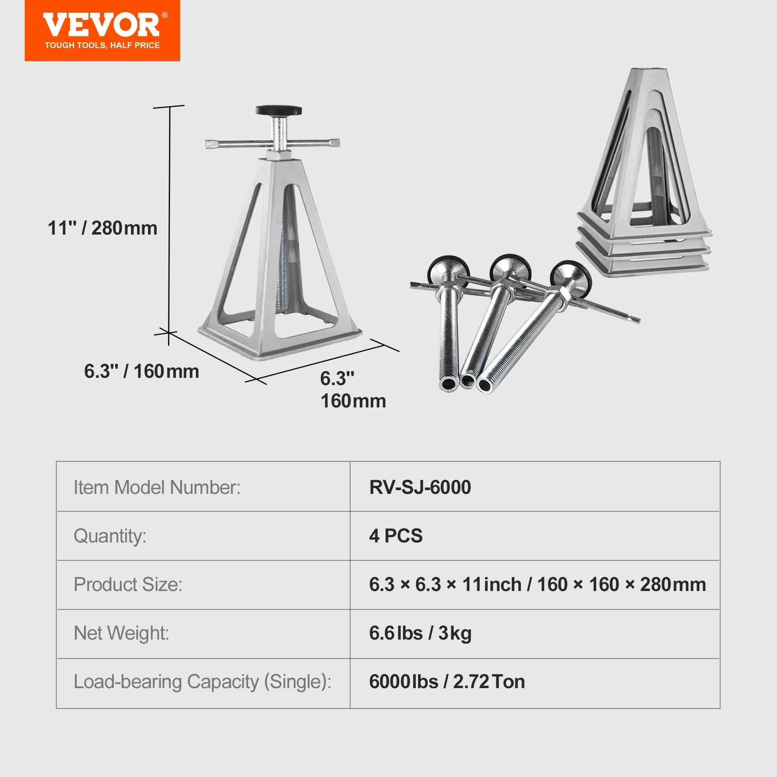 VEVOR Crics Stabilisateurs 4 Pcs 6000 Lb Aluminium Nivellement Précis Pour RV 4 PCS