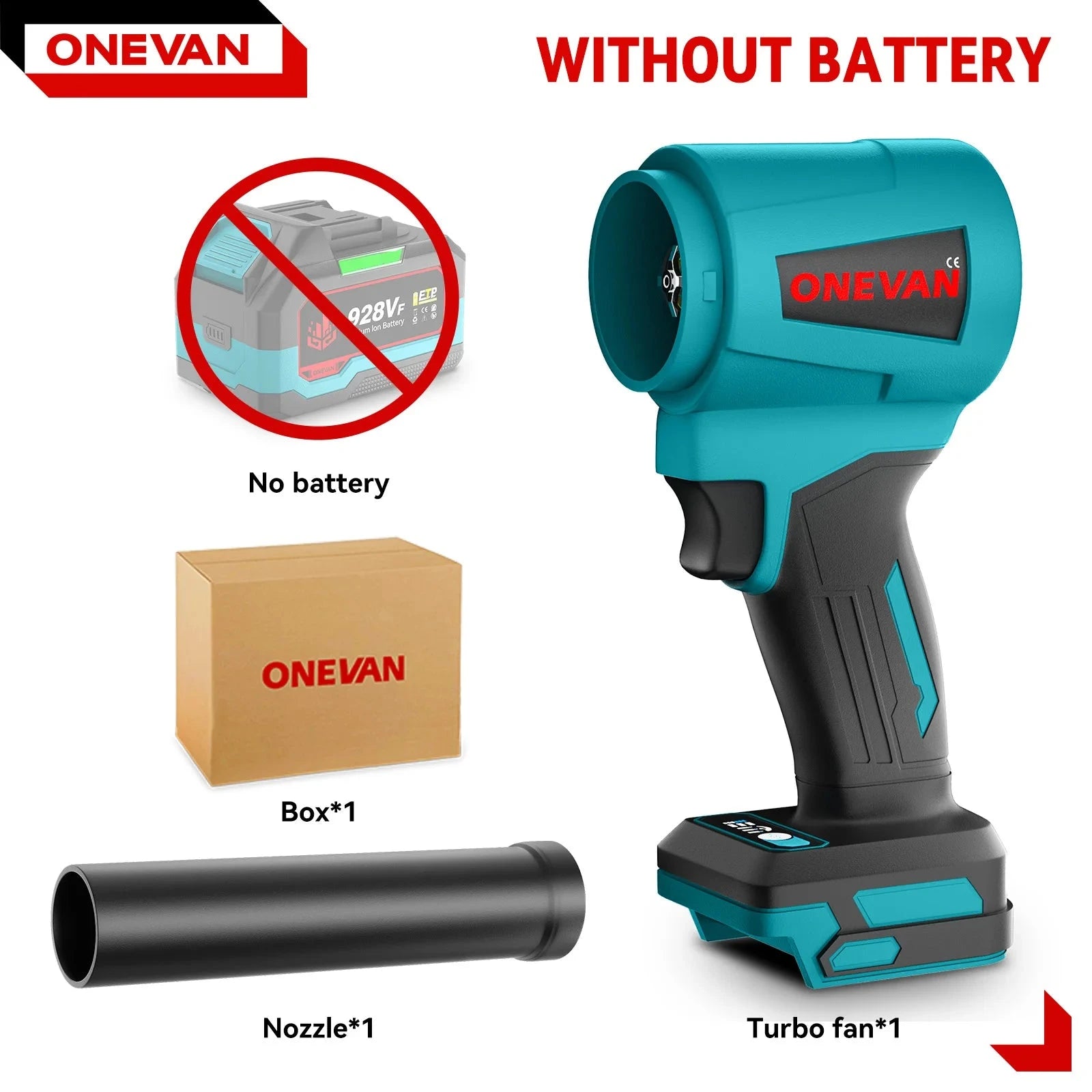 ONEVAN Souffleur Turbo 4000W Nettoyage Rapide Brushless Makita 18V Pays Bas Sans batterie