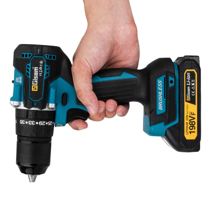 GISAM Perceuse Visseuse À Percussion Brushless 65 Nm 13 Mm Compatible Makita 18V