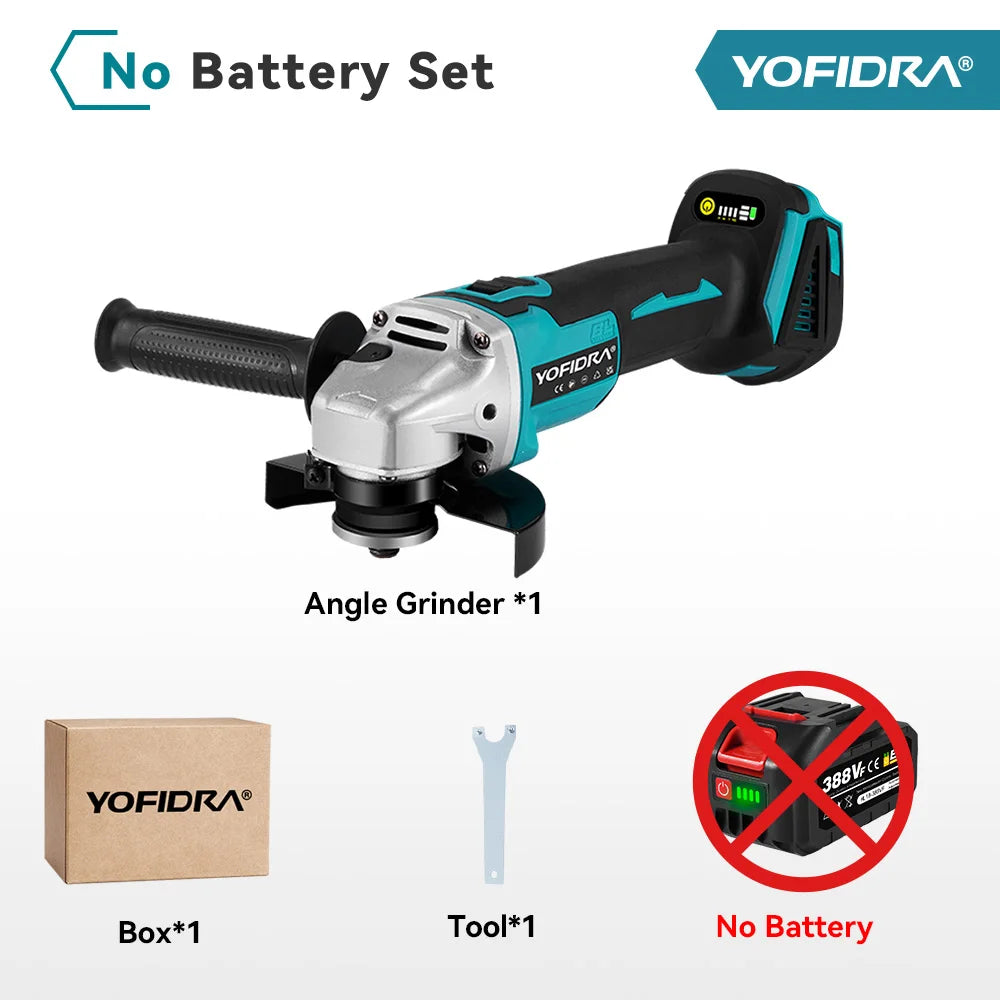 Yofidra Meuleuse D'Angle 125 Mm Brushless, Coupe Rapide, Compatible Makita 18V - Manuzen