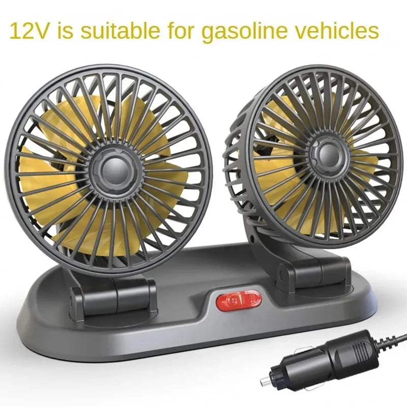 Ventilateur De Voiture Double Tête 5V 12V USB Portable Silencieux 360 Espagne 12V