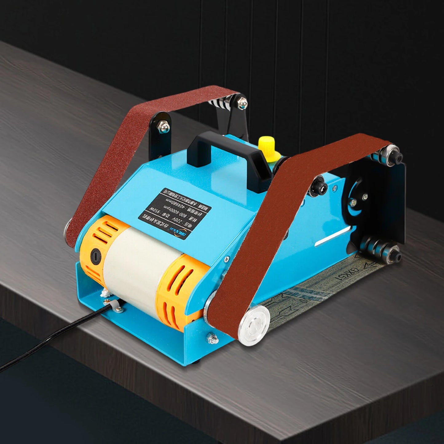 Ponceuse à bande double tête 950 W – angle réglable