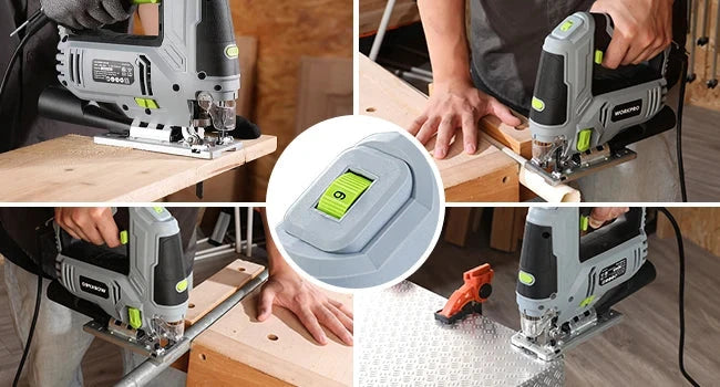 WORKPRO Scie Sauteuse Filaire 850W Coupe Précise Vitesse Variable Bois Métal Plastique