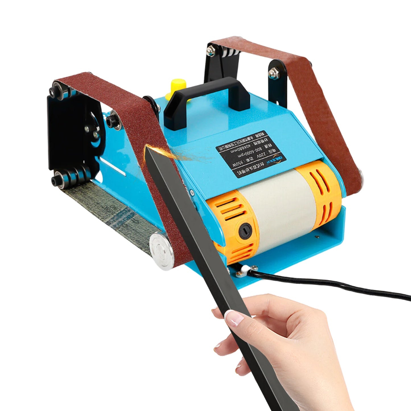 Ponceuse à bande double tête 950 W – angle réglable