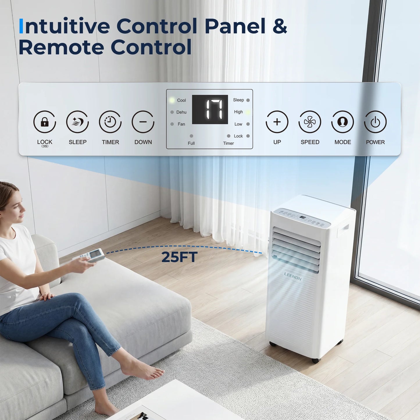 Climatiseur Mobile 14000 BTU Refroidissement Déshumidification Pièces 100 m3