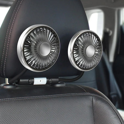 Ventilateur USB Pour Voiture Double Tête Puissant 3 Vitesses