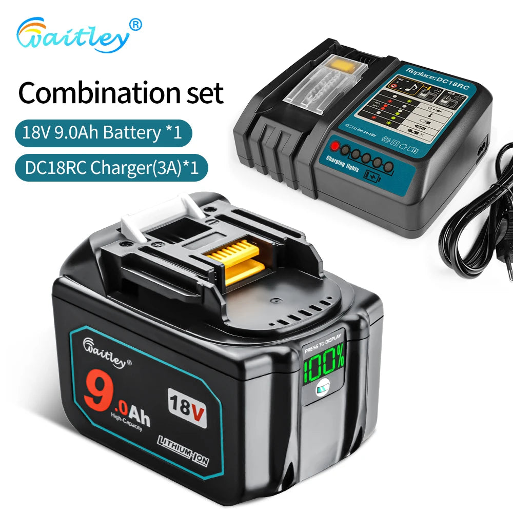 Batterie Waitley 18V Pour Makita Capacité 5/6/9Ah Remplacement Rechargeable Chargeur & batterie 9Ah France