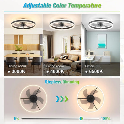 Ventilateur De Plafond Silencieux Télécommande Et LED 6 Vitesses