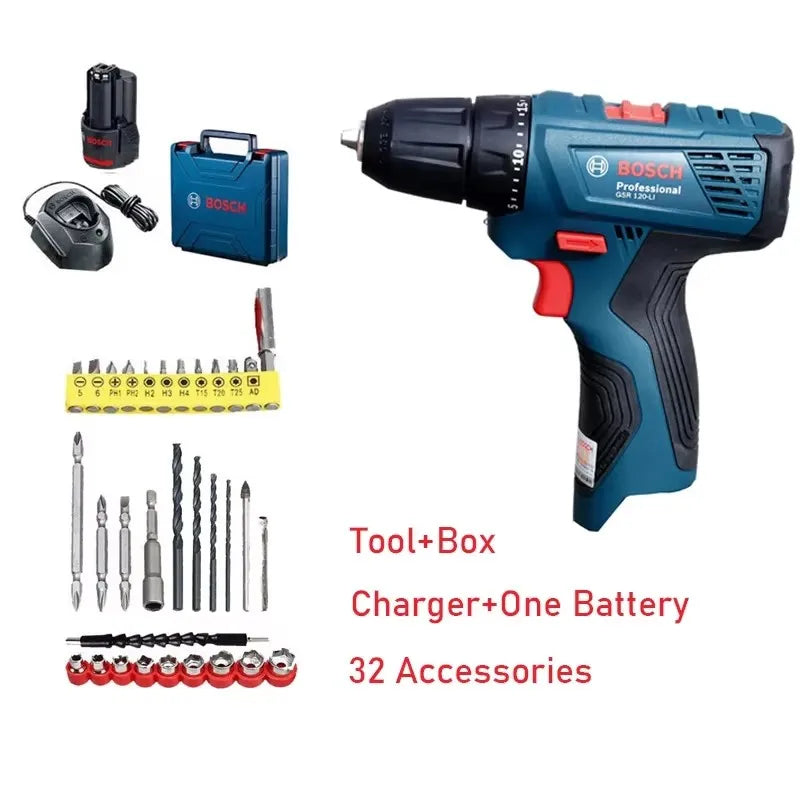 Bosch GSR 120-LI Perceuse Sans Fil 12V - Puissante pour Travaux Métal et Bois - Manuzen