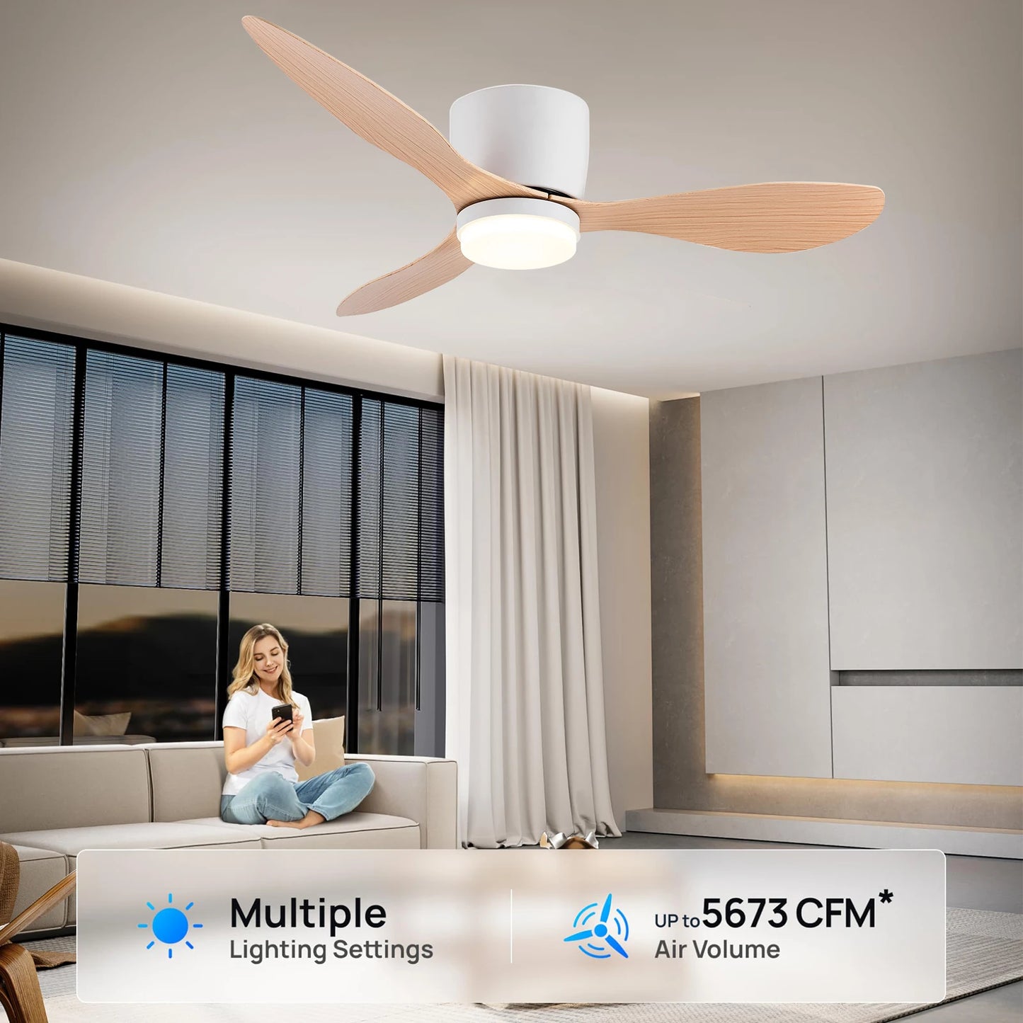 Ventilateur De Plafond IRALAN Avec Lumière Et Moteur DC 6 Vitesses