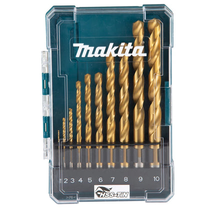 Makita D-72849 Ensemble Forets HSS TiN 10 Pièces Économique Pour Perceuses