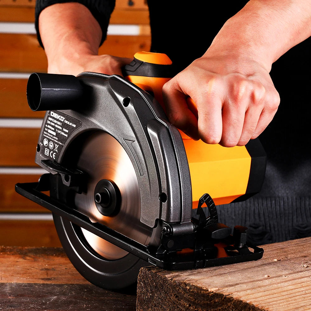 Scie Circulaire 185 MM 1500 W DEKO, Coupes Précises, Réglage Profondeur Biseau