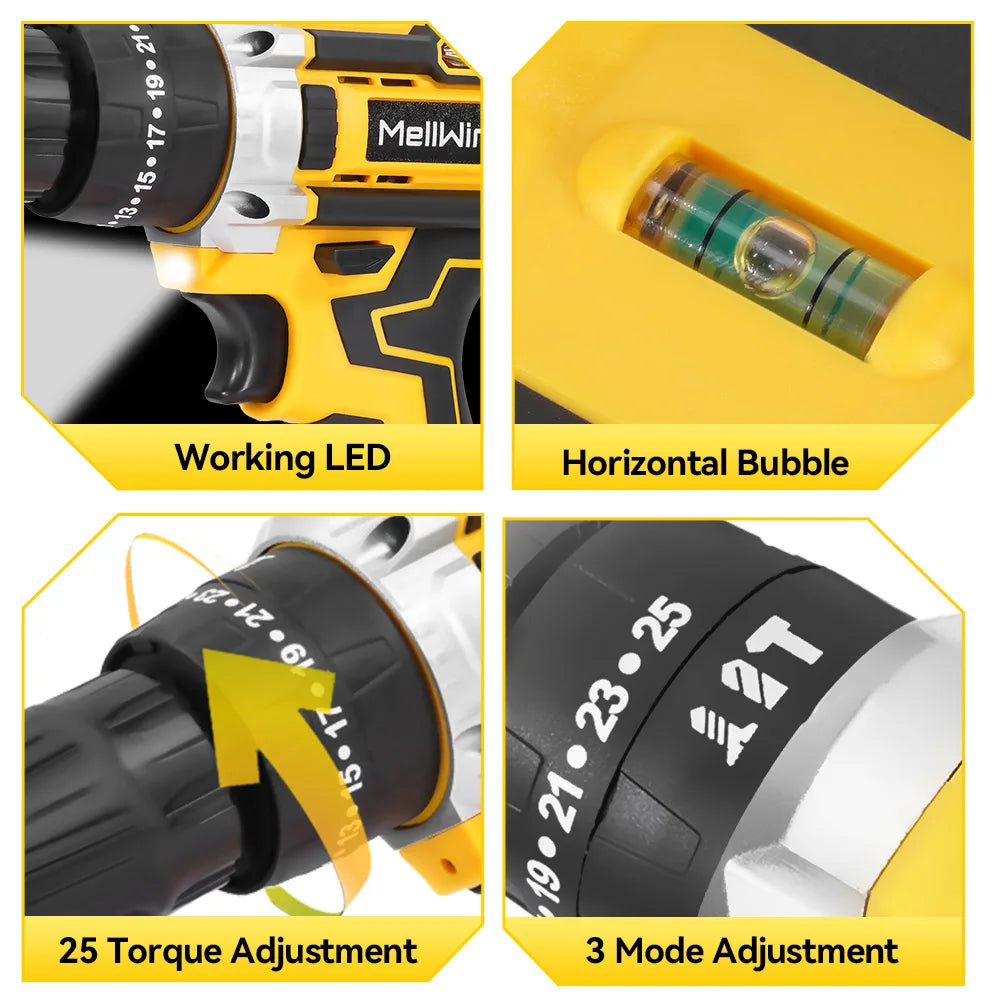 MELLWIN Perceuse À Percussion Sans Fil Couple Élevé Compatible Makita 18V