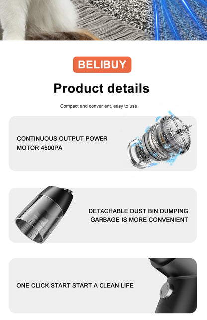 Aspirateur voiture sans fil – format à main, bac 0,5 L