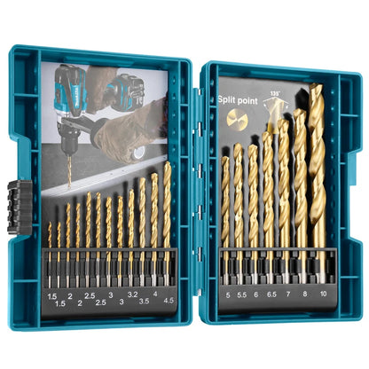 Makita D-67527 Jeu Forets HSS TiN 19 Pièces Pour Bois Précis Et Durable