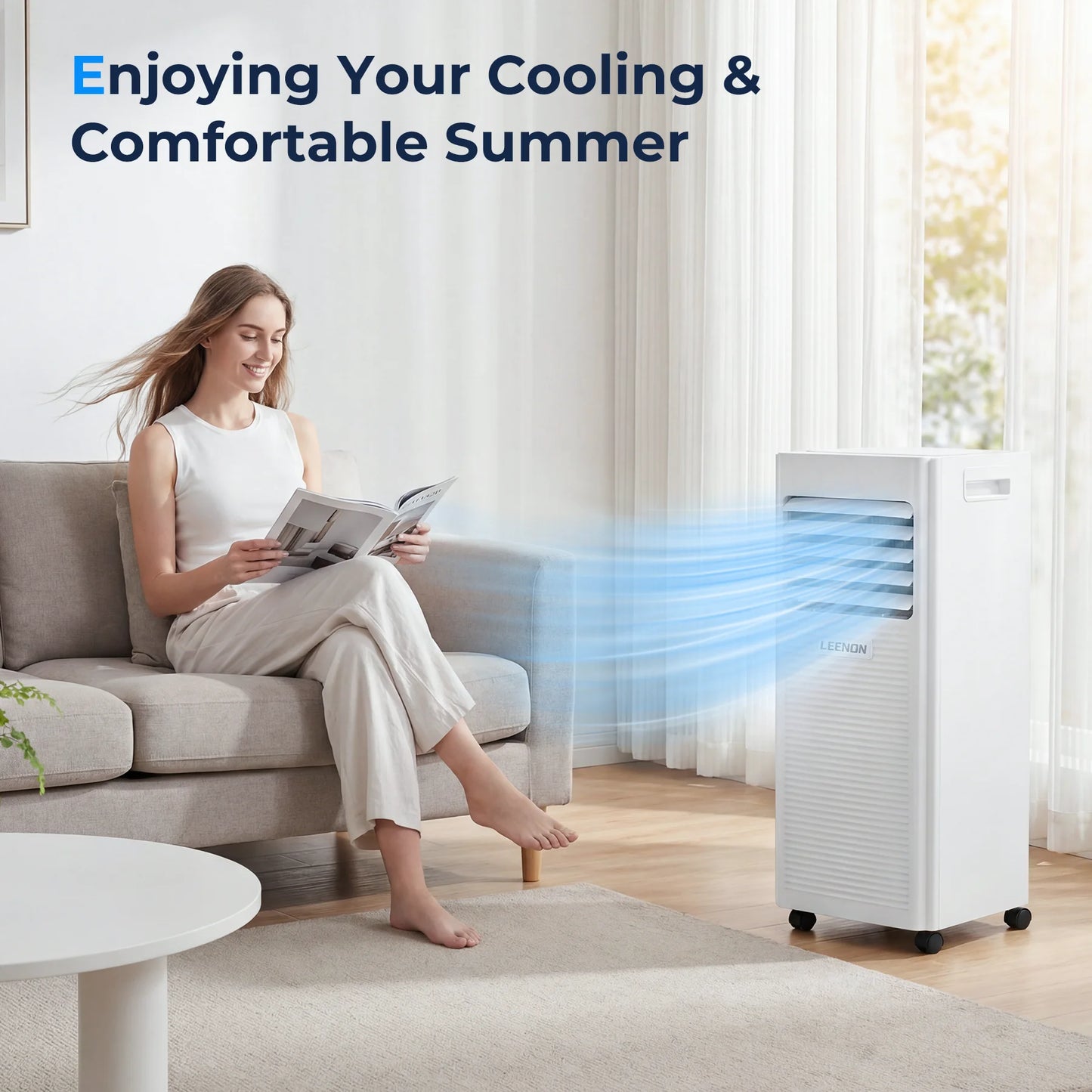 Climatiseur Mobile 14000 BTU Refroidissement Déshumidification Pièces 100 m3
