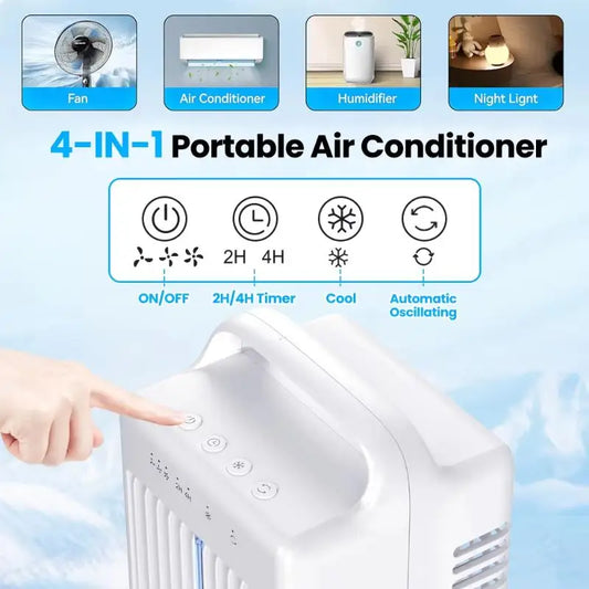 Ventilateur Portable Avec Brumisateur 3 Vit Oscillation 90 Deg Réservoir 900 Ml